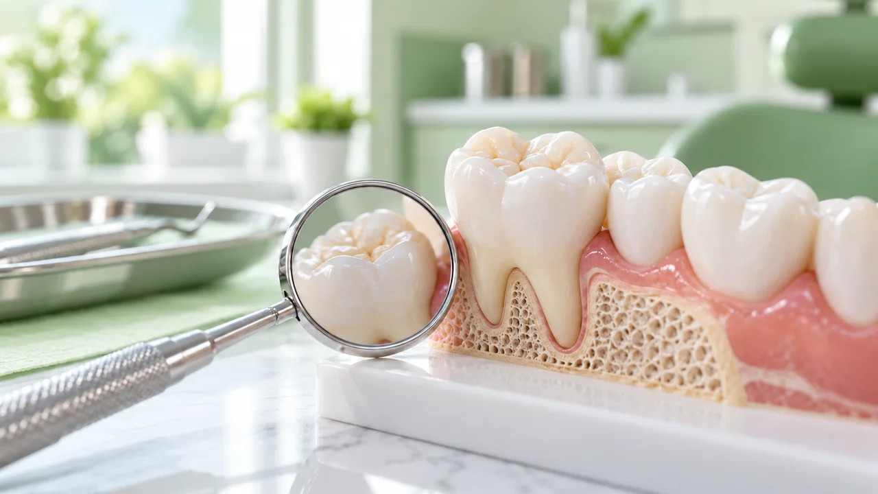 Minh họa nhổ răng khôn trên nền xanh lá của Nha Khoa Hello